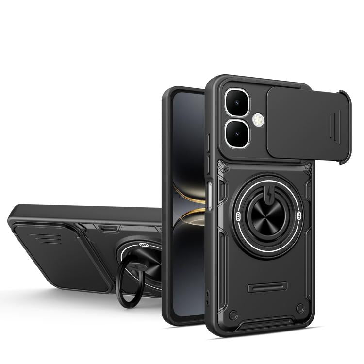 Multifunctional Sliding Camshield Ring Holder Phone Case, For Tecno Spark Go 3 / Pop 20 4G, For Tecno Spark 40C, For Tecno Spark Go 2 / Pop 10, For Tecno Spark 40 Pro+ 4G, For Tecno Spark 40 4G, For Tecno Spark Go 2025 / Pop 9 4G