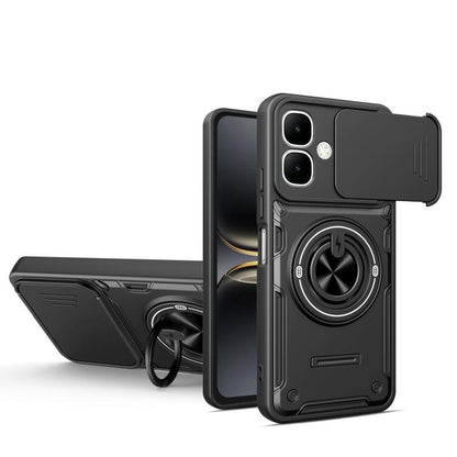 Multifunctional Sliding Camshield Ring Holder Phone Case, For Tecno Spark Go 3 / Pop 20 4G, For Tecno Spark 40C, For Tecno Spark Go 2 / Pop 10, For Tecno Spark 40 Pro+ 4G, For Tecno Spark 40 4G, For Tecno Spark Go 2025 / Pop 9 4G