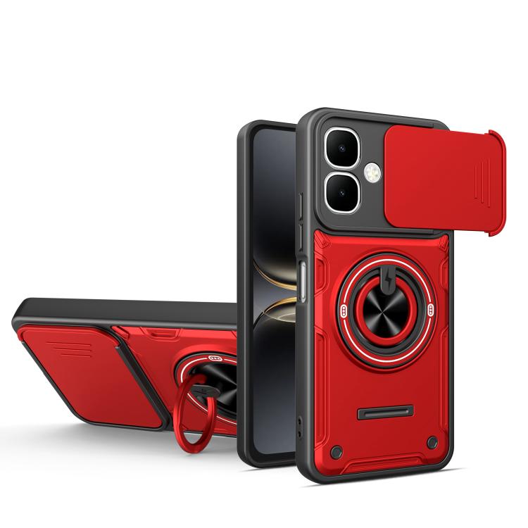 Multifunctional Sliding Camshield Ring Holder Phone Case, For Tecno Spark Go 3 / Pop 20 4G, For Tecno Spark 40C, For Tecno Spark Go 2 / Pop 10, For Tecno Spark 40 Pro+ 4G, For Tecno Spark 40 4G, For Tecno Spark Go 2025 / Pop 9 4G