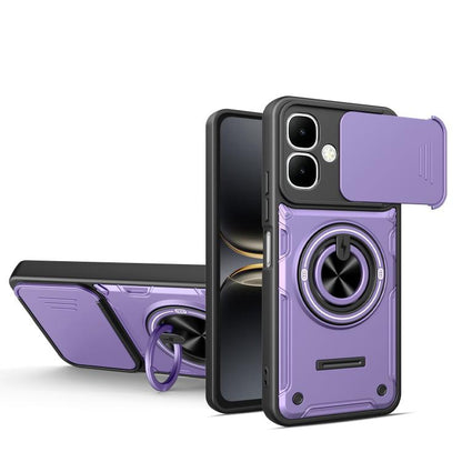 Multifunctional Sliding Camshield Ring Holder Phone Case, For Tecno Spark Go 3 / Pop 20 4G, For Tecno Spark 40C, For Tecno Spark Go 2 / Pop 10, For Tecno Spark 40 Pro+ 4G, For Tecno Spark 40 4G, For Tecno Spark Go 2025 / Pop 9 4G