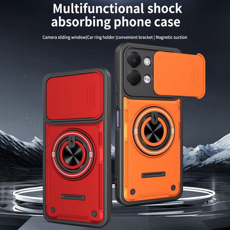 Multifunctional Sliding Camshield Ring Holder Phone Case, For Tecno Spark Go 3 / Pop 20 4G, For Tecno Spark 40C, For Tecno Spark Go 2 / Pop 10, For Tecno Spark 40 Pro+ 4G, For Tecno Spark 40 4G, For Tecno Spark Go 2025 / Pop 9 4G