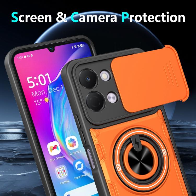 Multifunctional Sliding Camshield Ring Holder Phone Case, For Tecno Spark Go 3 / Pop 20 4G, For Tecno Spark 40C, For Tecno Spark Go 2 / Pop 10, For Tecno Spark 40 Pro+ 4G, For Tecno Spark 40 4G, For Tecno Spark Go 2025 / Pop 9 4G