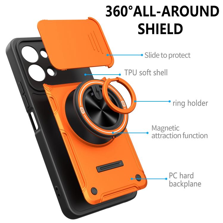 Multifunctional Sliding Camshield Ring Holder Phone Case, For Tecno Spark Go 3 / Pop 20 4G, For Tecno Spark 40C, For Tecno Spark Go 2 / Pop 10, For Tecno Spark 40 Pro+ 4G, For Tecno Spark 40 4G, For Tecno Spark Go 2025 / Pop 9 4G