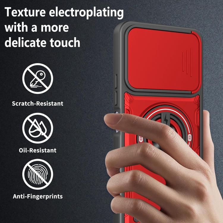 Multifunctional Sliding Camshield Ring Holder Phone Case, For Tecno Spark Go 3 / Pop 20 4G, For Tecno Spark 40C, For Tecno Spark Go 2 / Pop 10, For Tecno Spark 40 Pro+ 4G, For Tecno Spark 40 4G, For Tecno Spark Go 2025 / Pop 9 4G