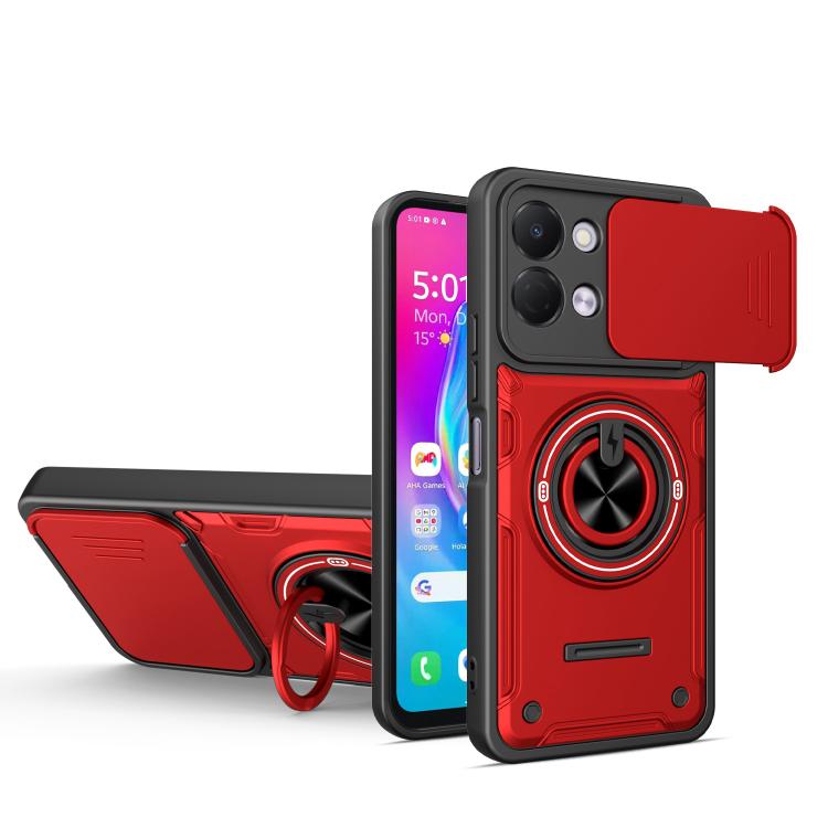 Multifunctional Sliding Camshield Ring Holder Phone Case, For Tecno Spark Go 3 / Pop 20 4G, For Tecno Spark 40C, For Tecno Spark Go 2 / Pop 10, For Tecno Spark 40 Pro+ 4G, For Tecno Spark 40 4G, For Tecno Spark Go 2025 / Pop 9 4G