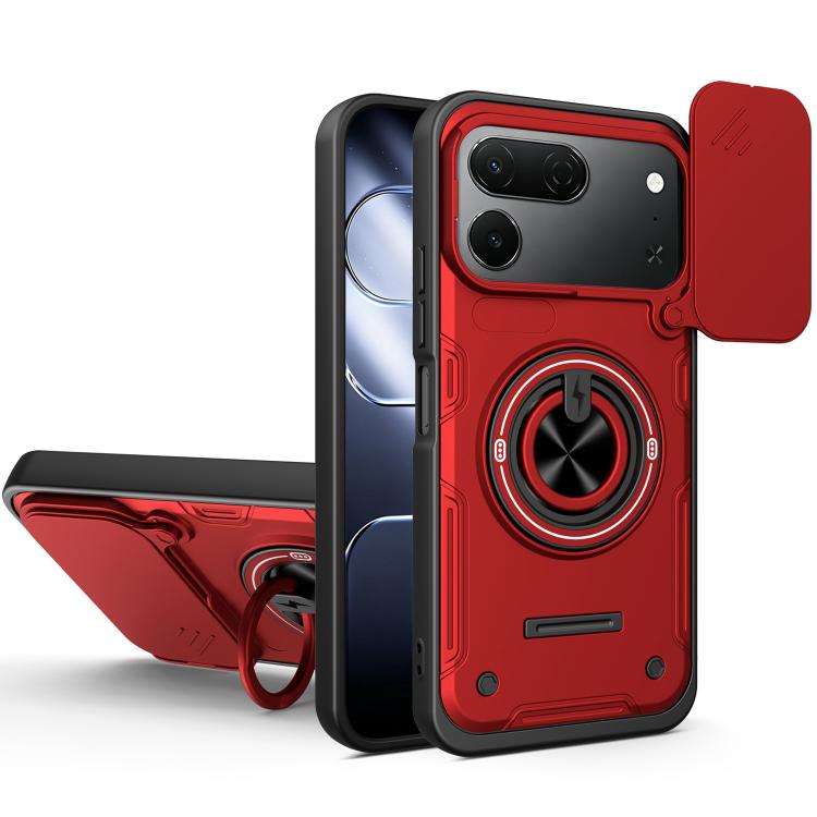 Multifunctional Sliding Camshield Ring Holder Phone Case, For Tecno Spark 50c 4G, For Tecno Spark 50 Pro 4G, For Tecno Spark Go 3 / Pop 20 4G, For Tecno Spark 40C, For Tecno Spark Go 2 / Pop 10, For Tecno Spark 40 Pro+ 4G, For Tecno Spark 40 4G        ...