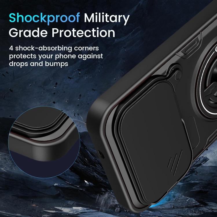 Multifunctional Sliding Camshield Ring Holder Phone Case, For Tecno Spark 50c 4G, For Tecno Spark 50 Pro 4G, For Tecno Spark Go 3 / Pop 20 4G, For Tecno Spark 40C, For Tecno Spark Go 2 / Pop 10, For Tecno Spark 40 Pro+ 4G, For Tecno Spark 40 4G        ...