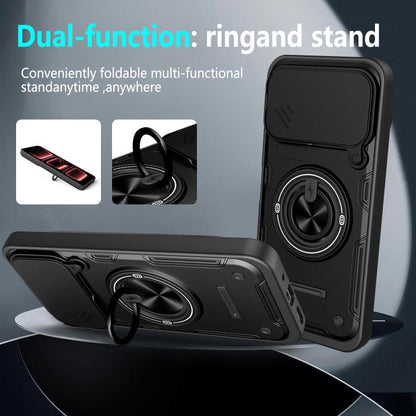 Multifunctional Sliding Camshield Ring Holder Phone Case, For Tecno Spark 50c 4G, For Tecno Spark 50 Pro 4G, For Tecno Spark Go 3 / Pop 20 4G, For Tecno Spark 40C, For Tecno Spark Go 2 / Pop 10, For Tecno Spark 40 Pro+ 4G, For Tecno Spark 40 4G        ...