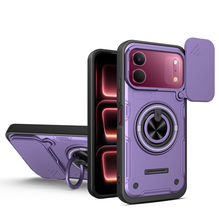 Multifunctional Sliding Camshield Ring Holder Phone Case, For Tecno Spark 50c 4G, For Tecno Spark 50 Pro 4G, For Tecno Spark Go 3 / Pop 20 4G, For Tecno Spark 40C, For Tecno Spark Go 2 / Pop 10, For Tecno Spark 40 Pro+ 4G, For Tecno Spark 40 4G        ...