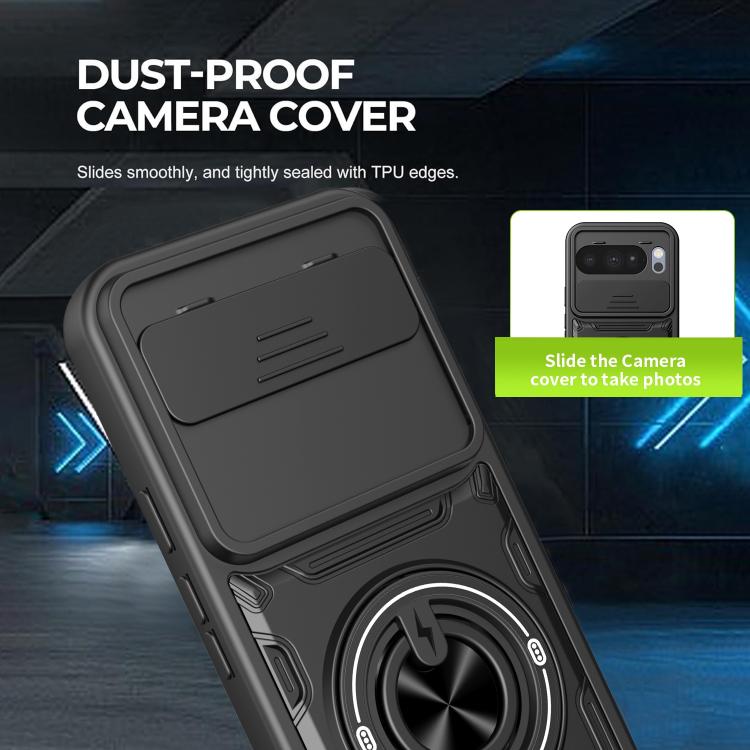 Multifunctional Sliding Camshield Ring Holder Phone Case, For Google Pixel 10 Pro XL, For Google Pixel 10 / 10 Pro