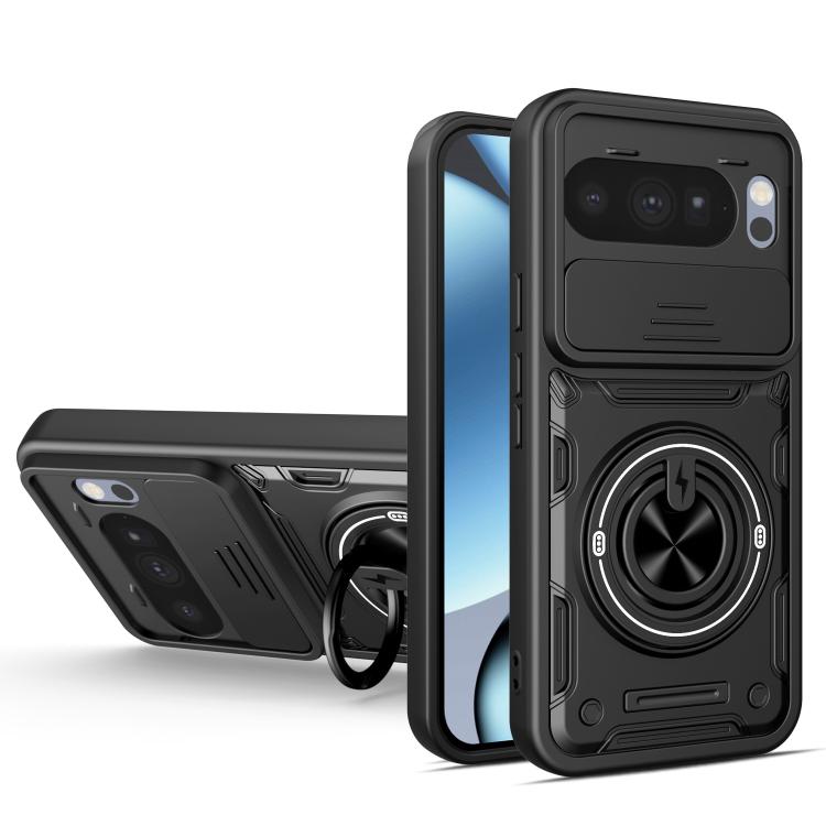 Multifunctional Sliding Camshield Ring Holder Phone Case, For Google Pixel 10 Pro XL, For Google Pixel 10 / 10 Pro