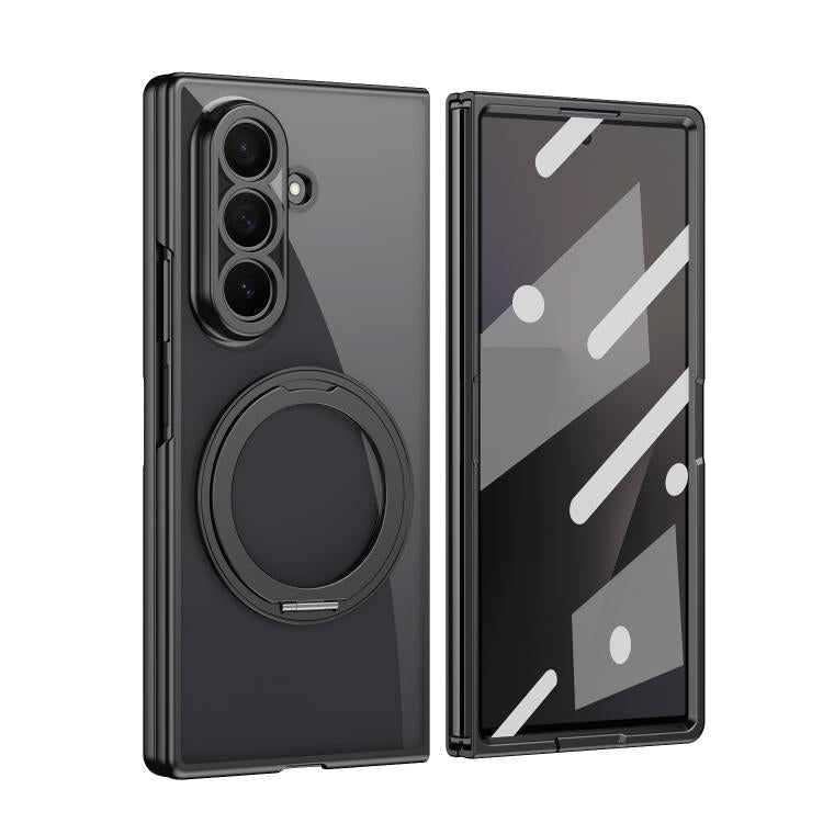 Clear Plated Magnetic Ring Holder Integrated Film Phone Case, For Galaxy Z Fold8 Ultra 5G, For Galaxy Z Fold7 5G, For Galaxy Z Fold6, For Galaxy Z Fold5, For Galaxy Z Fold4