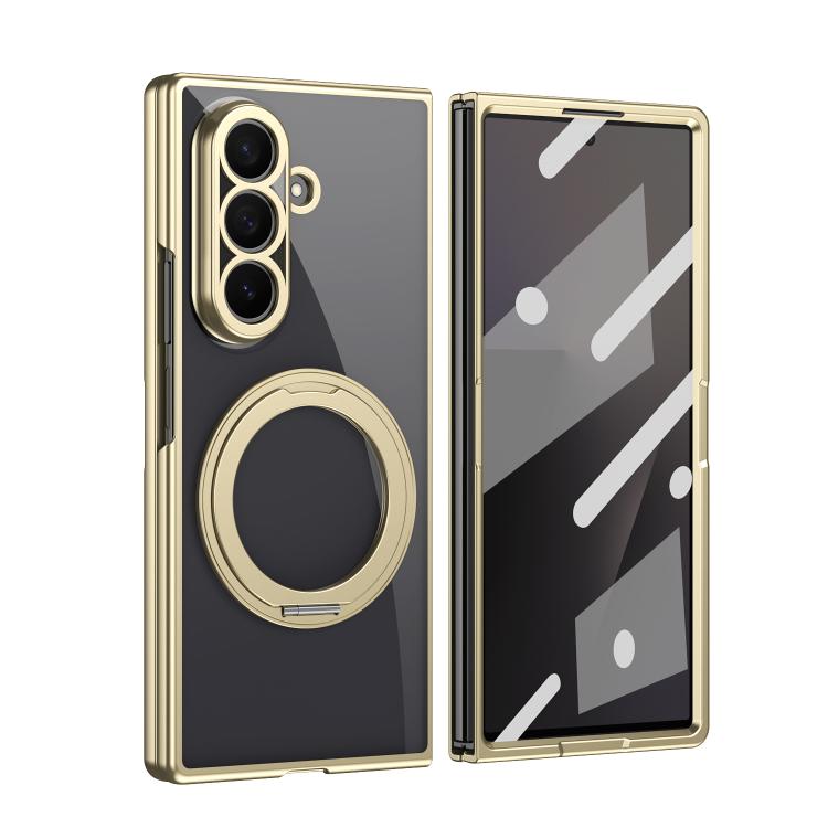 Clear Plated Magnetic Ring Holder Integrated Film Phone Case, For Galaxy Z Fold8 Ultra 5G, For Galaxy Z Fold7 5G, For Galaxy Z Fold6, For Galaxy Z Fold5, For Galaxy Z Fold4