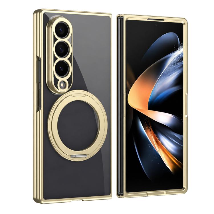 Clear Plated Magnetic Ring Holder Integrated Film Phone Case, For Galaxy Z Fold8 Ultra 5G, For Galaxy Z Fold7 5G, For Galaxy Z Fold6, For Galaxy Z Fold5, For Galaxy Z Fold4