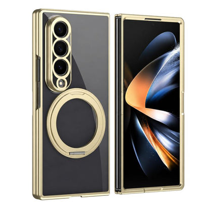 Clear Plated Magnetic Ring Holder Integrated Film Phone Case, For Galaxy Z Fold8 Ultra 5G, For Galaxy Z Fold7 5G, For Galaxy Z Fold6, For Galaxy Z Fold5, For Galaxy Z Fold4