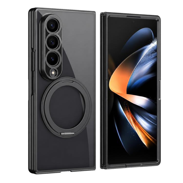 Clear Plated Magnetic Ring Holder Integrated Film Phone Case, For Galaxy Z Fold8 Ultra 5G, For Galaxy Z Fold7 5G, For Galaxy Z Fold6, For Galaxy Z Fold5, For Galaxy Z Fold4