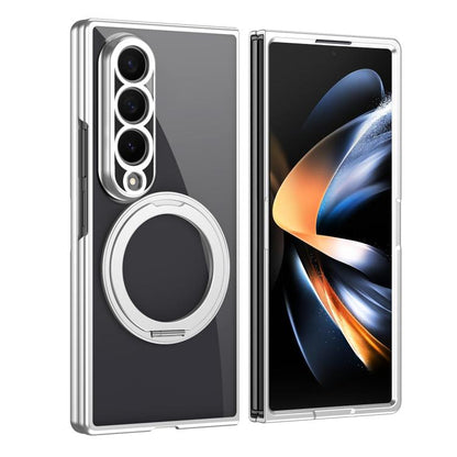 Clear Plated Magnetic Ring Holder Integrated Film Phone Case, For Galaxy Z Fold8 Ultra 5G, For Galaxy Z Fold7 5G, For Galaxy Z Fold6, For Galaxy Z Fold5, For Galaxy Z Fold4