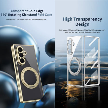 Clear Plated Magnetic Ring Holder Integrated Film Phone Case, For Galaxy Z Fold8 Ultra 5G, For Galaxy Z Fold7 5G, For Galaxy Z Fold6, For Galaxy Z Fold5, For Galaxy Z Fold4