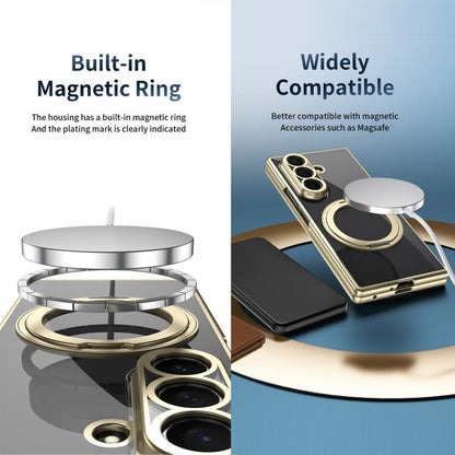 Clear Plated Magnetic Ring Holder Integrated Film Phone Case, For Galaxy Z Fold8 Ultra 5G, For Galaxy Z Fold7 5G, For Galaxy Z Fold6, For Galaxy Z Fold5, For Galaxy Z Fold4