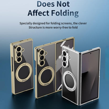Clear Plated Magnetic Ring Holder Integrated Film Phone Case, For Galaxy Z Fold8 Ultra 5G, For Galaxy Z Fold7 5G, For Galaxy Z Fold6, For Galaxy Z Fold5, For Galaxy Z Fold4
