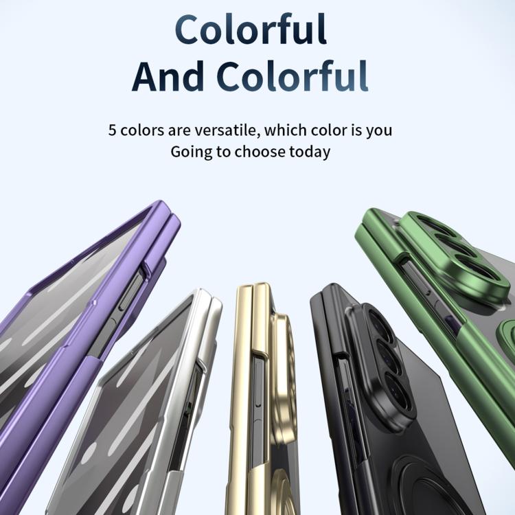 Clear Plated Magnetic Ring Holder Integrated Film Phone Case, For Galaxy Z Fold8 Ultra 5G, For Galaxy Z Fold7 5G, For Galaxy Z Fold6, For Galaxy Z Fold5, For Galaxy Z Fold4