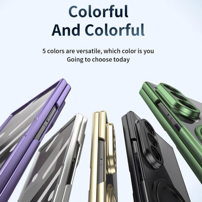 Clear Plated Magnetic Ring Holder Integrated Film Phone Case, For Galaxy Z Fold8 Ultra 5G, For Galaxy Z Fold7 5G, For Galaxy Z Fold6, For Galaxy Z Fold5, For Galaxy Z Fold4