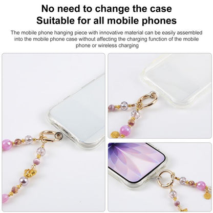 Cat Eye Butterfly Short Bead Chain Phone Charm Wrist Strap with Tether Pad for Women Girls