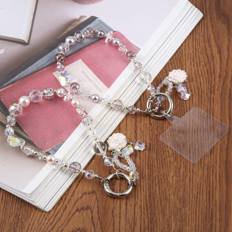 Ballet Dancer Pendant Beaded Phone Charm Wrist Strap with Tether Pad for Women Girls