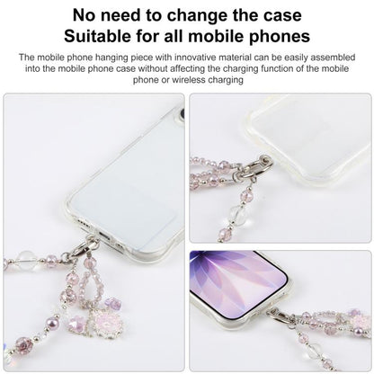 Ballet Dancer Pendant Beaded Phone Charm Wrist Strap with Tether Pad for Women Girls