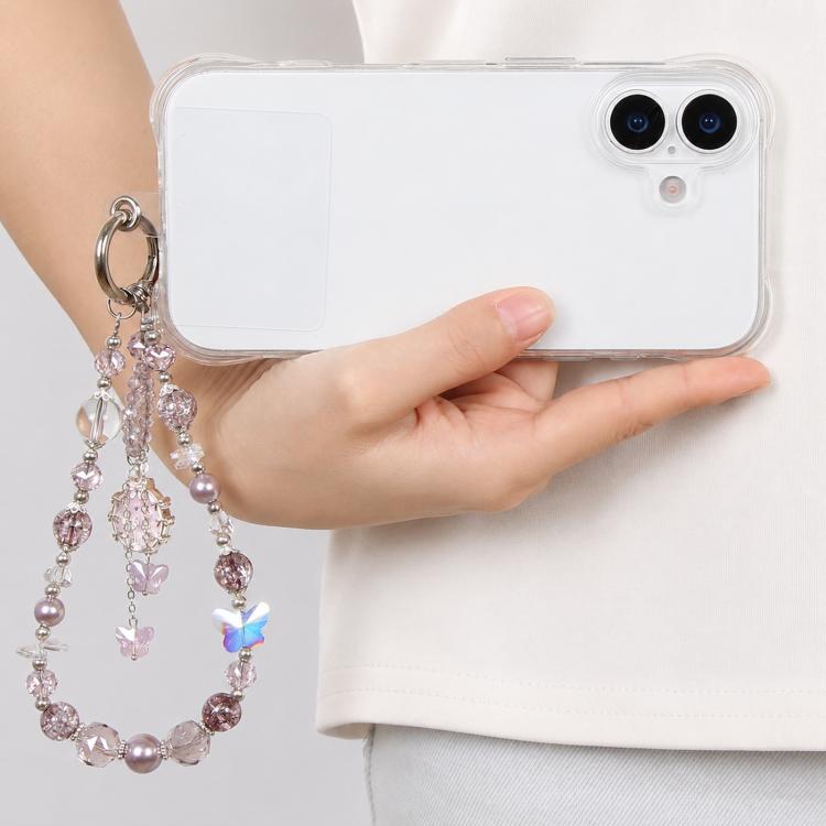 Ballet Dancer Pendant Beaded Phone Charm Wrist Strap with Tether Pad for Women Girls