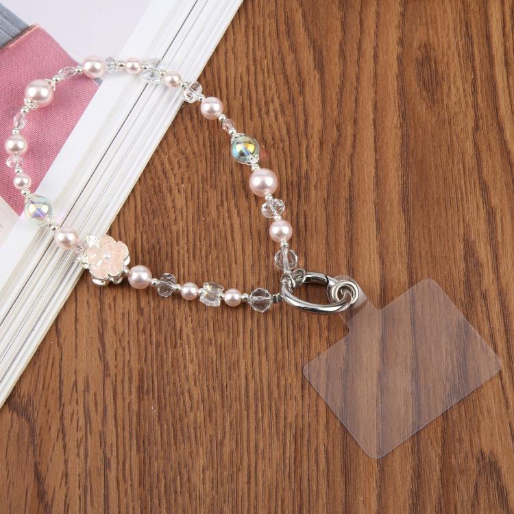 Alloy Crown Short Bead Chain Phone Charm Wrist Strap with Tether Pad for Women Girls