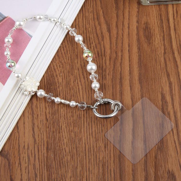Alloy Crown Short Bead Chain Phone Charm Wrist Strap with Tether Pad for Women Girls