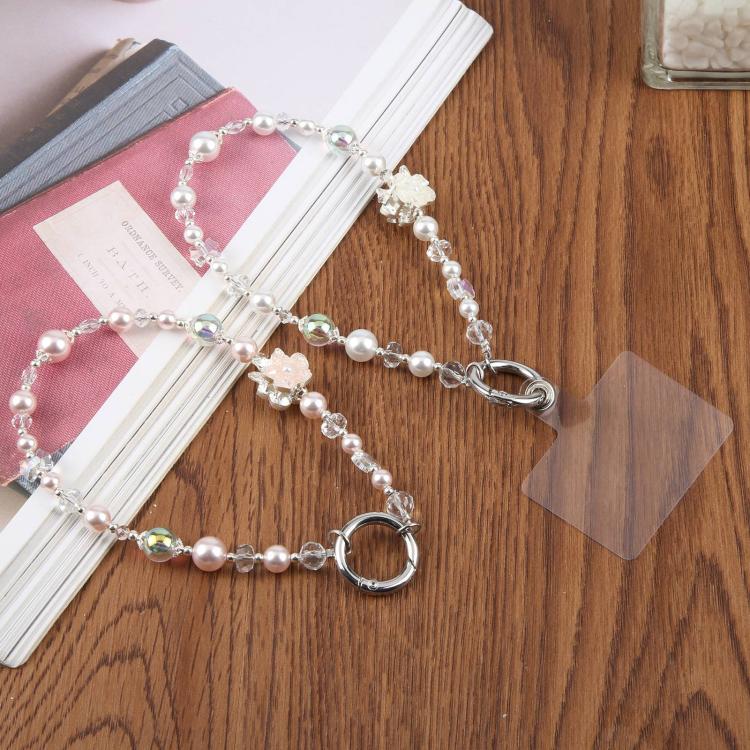 Alloy Crown Short Bead Chain Phone Charm Wrist Strap with Tether Pad for Women Girls