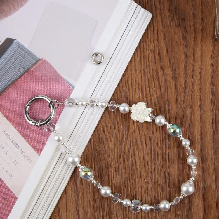 Alloy Crown Short Bead Chain Phone Charm Wrist Strap with Tether Pad for Women Girls