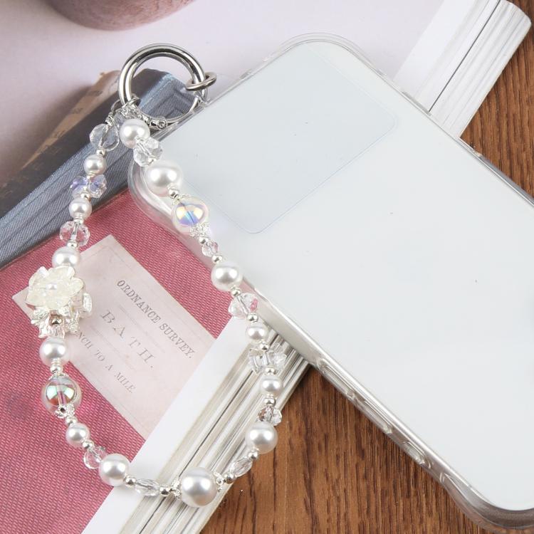 Alloy Crown Short Bead Chain Phone Charm Wrist Strap with Tether Pad for Women Girls