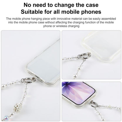 Alloy Crown Short Bead Chain Phone Charm Wrist Strap with Tether Pad for Women Girls