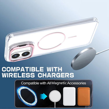 Bright Color Clear MagSafe Lens Frame Holder Phone Case, For Tecno Spark Go 3