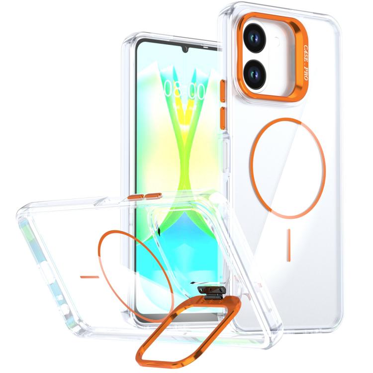 Bright Color Clear MagSafe Lens Frame Holder Phone Case, For Tecno Spark Go 3