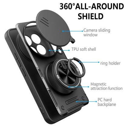 Multifunctional Sliding Camshield Ring Holder Phone Case, For Redmi Note 15 Pro+ 5G Global 163.3mm, For Redmi Note 15 4G / 5G Global 164mm, For Redmi Note 15 Pro 4G Global 163.2mm, For Redmi Note 15 Pro 5G Global 163.6mm