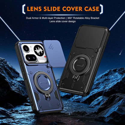 Ring Holder Lens Slide Cover Phone Case, For Nothing Phone 4a Pro, For Nothing Phone 4a