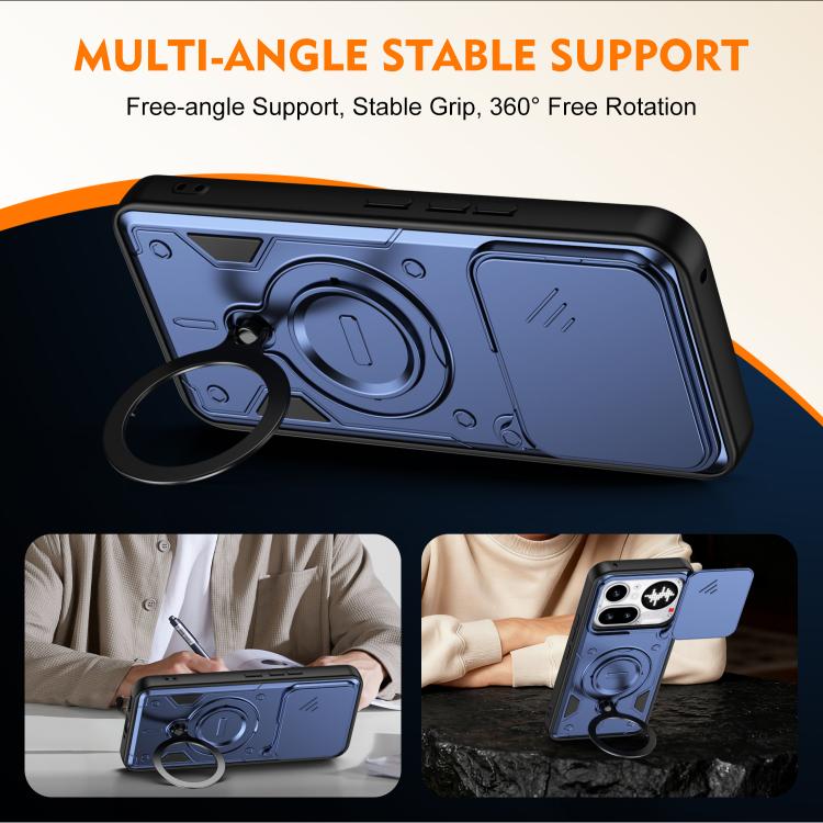 Ring Holder Lens Slide Cover Phone Case, For Nothing Phone 4a Pro, For Nothing Phone 4a