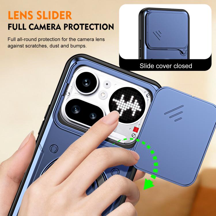 Ring Holder Lens Slide Cover Phone Case, For Nothing Phone 4a Pro, For Nothing Phone 4a