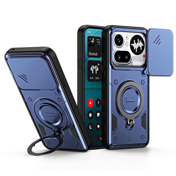 Ring Holder Lens Slide Cover Phone Case, For Nothing Phone 4a Pro, For Nothing Phone 4a