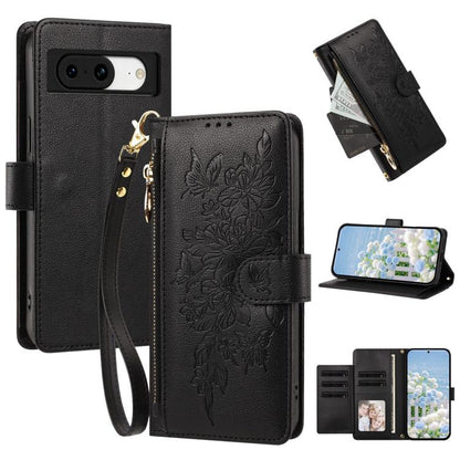 Butterfly Flower Zipper Wallet Vegan Leather Phone Case with Strap, For Google Pixel 9 Pro XL / 10 Pro XL, For Google Pixel 11 Pro XL, For Google Pixel 11 / 11 Pro, For Google Pixel 10a, For Google Pixel 10 / 10 Pro / 9 Pro, For Google Pixel 8 Pro     ...