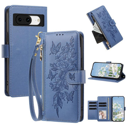Butterfly Flower Zipper Wallet Vegan Leather Phone Case with Strap, For Google Pixel 9 Pro XL / 10 Pro XL, For Google Pixel 11 Pro XL, For Google Pixel 11 / 11 Pro, For Google Pixel 10a, For Google Pixel 10 / 10 Pro / 9 Pro, For Google Pixel 8 Pro     ...