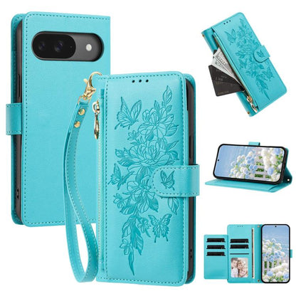 Butterfly Flower Zipper Wallet Vegan Leather Phone Case with Strap, For Google Pixel 9 Pro XL / 10 Pro XL, For Google Pixel 11 Pro XL, For Google Pixel 11 / 11 Pro, For Google Pixel 10a, For Google Pixel 10 / 10 Pro / 9 Pro, For Google Pixel 8 Pro     ...