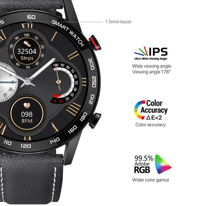 1.3 inch Touch Screen Dual-mode Bluetooth Smart Watch, Support Sleep Monitor / Heart Rate Monitor / Blood Pressure Monitoring, Black Leather Strap