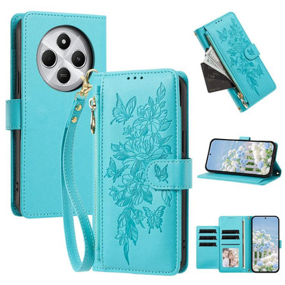 Butterfly Flower Zipper Wallet Vegan Leather Phone Case with Strap, For Redmi K80 / K80 Pro, For Redmi Note 14 4G 164mm, For Redmi Note 14 Pro 4G, For Redmi Note 14 4G 163.25mm, For Redmi Note 14 5G, For Redmi Note 14 Pro 5G, For Redmi 14C 4G          ...