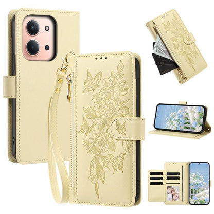 Butterfly Flower Zipper Wallet Vegan Leather Phone Case with Strap, For Redmi 15a 5G, For Redmi Turbo 5 Max / Poco X8 Pro Max, For Redmi Turbo 5 / Poco X8 Pro 5G, For Redmi Note 15 Pro+ Global 163.3mm, For Redmi Note 15 4G / 5G Global 164mm            ...