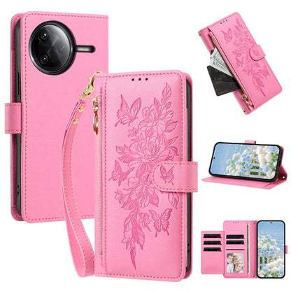 Butterfly Flower Zipper Wallet Vegan Leather Phone Case with Strap, For Redmi Turbo 4 Pro 5G / Poco F7 5G, For Redmi Note 14S 4G, For Redmi K80 / K80 Pro, For Redmi Note 14 4G 164mm, For Redmi Note 14 Pro 4G, For Redmi Note 14 4G 163.25mm              ...